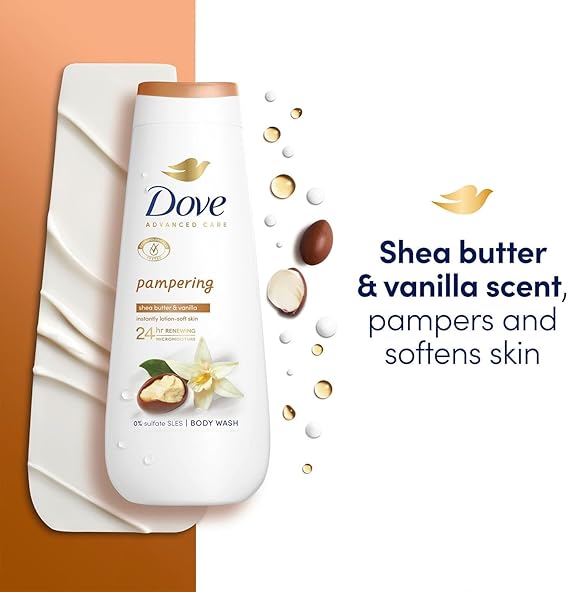 Dove Shower Gel With 0%sulfate SLES (Original),known for its rich texture for skin moisturising,with moisture renew blend, 500ml MILD & PH-BALANCED BODY WASH for softer, smoother skin after one shower