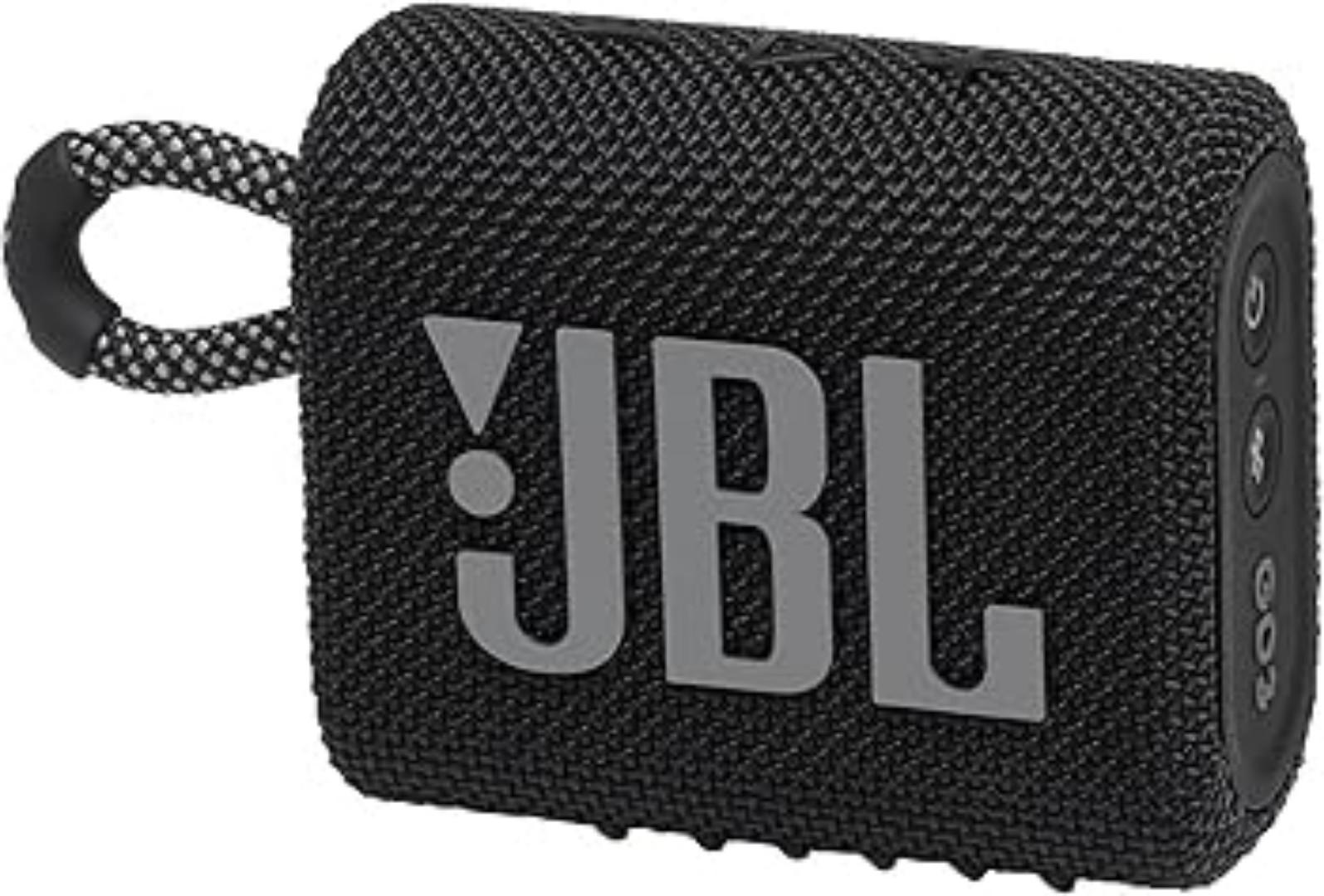 JBL Go 3 Original Portable Mini Bluetooth Speaker Original, big audio and punchy bass, IP67 waterproof and dustproof, 5 hours of playtime, speaker for home, outdoor and travel (Black)