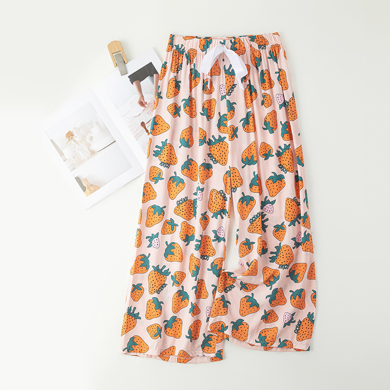Cotton and silk sleeping pants for women, made of thin cotton, internet famous wide leg pants, suitable for wearing at home, oversized casual pants