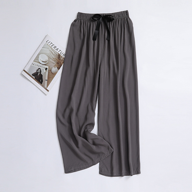 Cotton and silk sleeping pants for women, made of thin cotton, internet famous wide leg pants, suitable for wearing at home, oversized casual pants