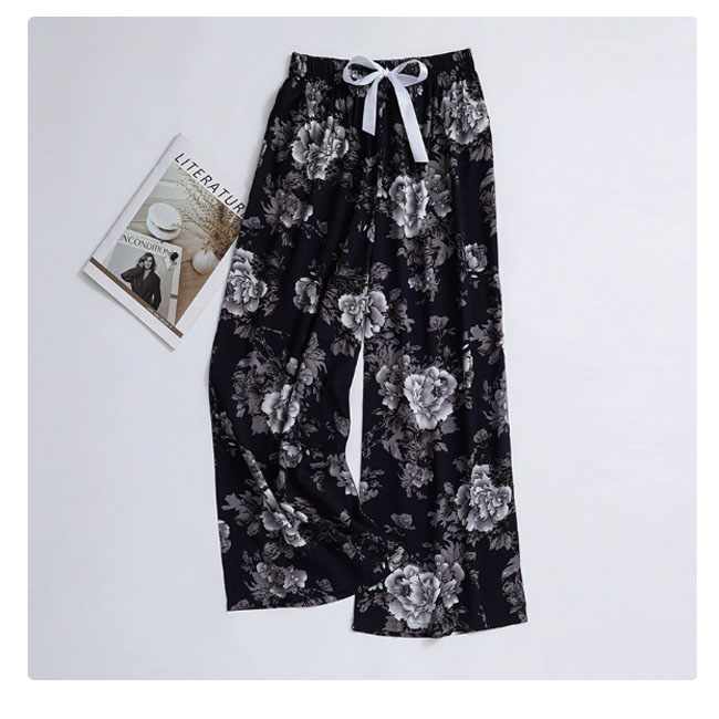 Cotton and silk sleeping pants for women, made of thin cotton, internet famous wide leg pants, suitable for wearing at home, oversized casual pants