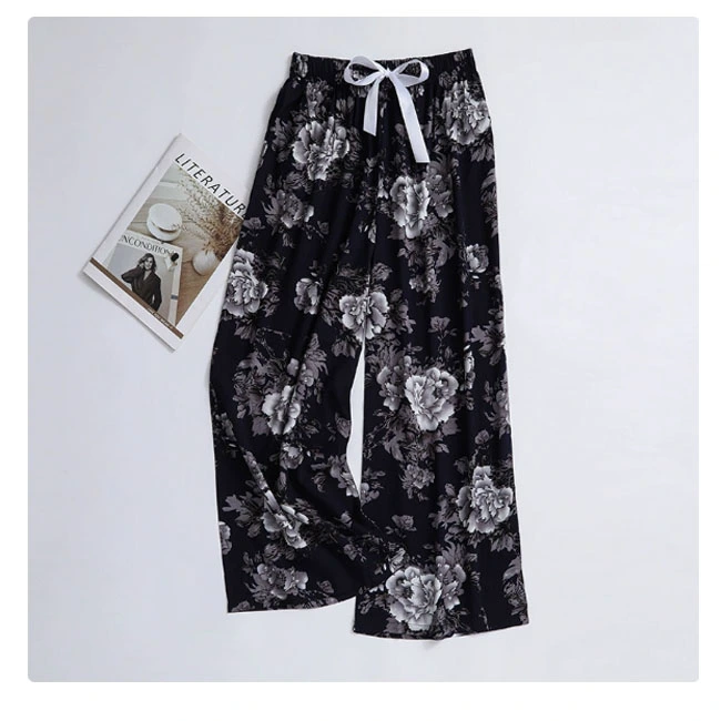 Cotton and silk sleeping pants for women, made of thin cotton, internet famous wide leg pants, suitable for wearing at home, oversized casual pants