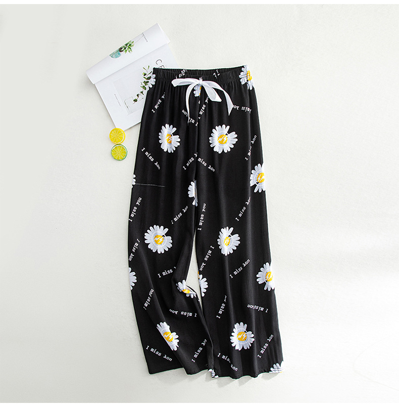 Cotton and silk sleeping pants for women, made of thin cotton, internet famous wide leg pants, suitable for wearing at home, oversized casual pants