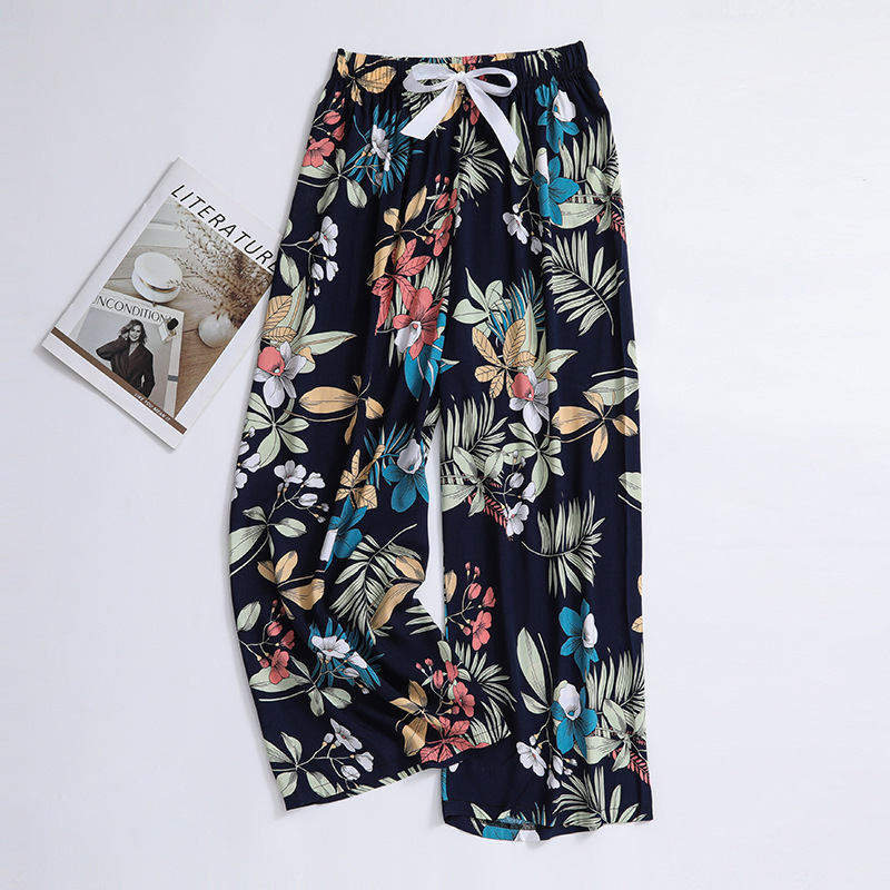 Cotton and silk sleeping pants for women, made of thin cotton, internet famous wide leg pants, suitable for wearing at home, oversized casual pants