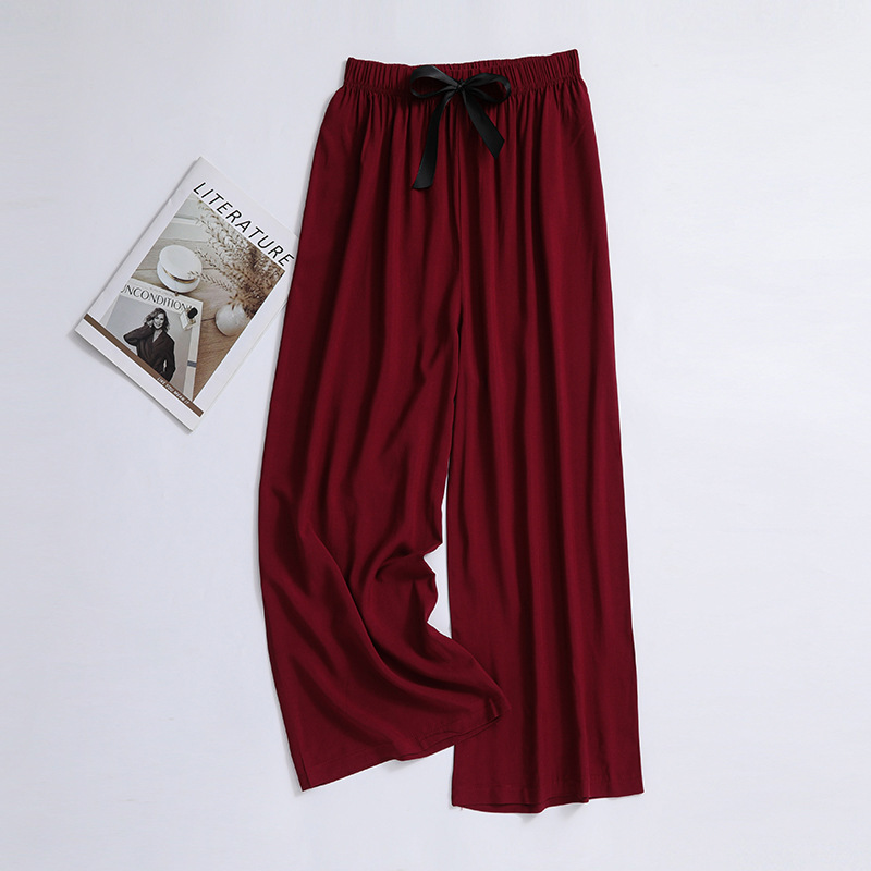 Cotton and silk sleeping pants for women, made of thin cotton, internet famous wide leg pants, suitable for wearing at home, oversized casual pants