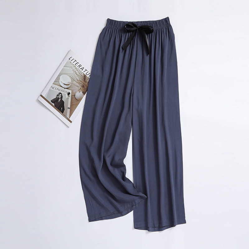 Cotton and silk sleeping pants for women, made of thin cotton, internet famous wide leg pants, suitable for wearing at home, oversized casual pants