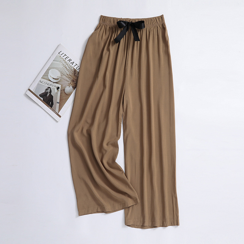 Cotton and silk sleeping pants for women, made of thin cotton, internet famous wide leg pants, suitable for wearing at home, oversized casual pants