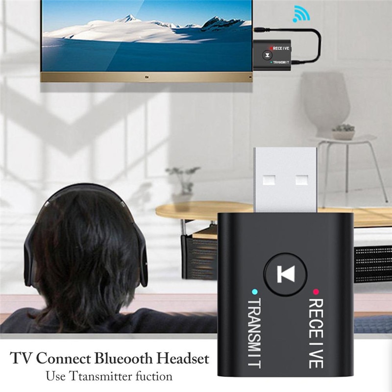 2 In1 USB Wireless Bluetooth Adapter 5.0 Transmitter Bluetooth for Computer TV Laptop Speaker Headset Adapter Bluetooth Receiver USB Music Dongle Adapter For Car Speaker PC AS Picture one size