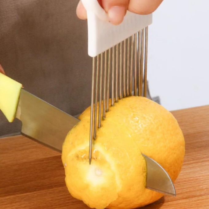 Best Utensils Onion Holder For Slicing Tomato Lemon Slicer Holder Vegetable Potato Cutter Slicer Meat Tenderiser Stainless Steel Cutting Kitchen Gadget