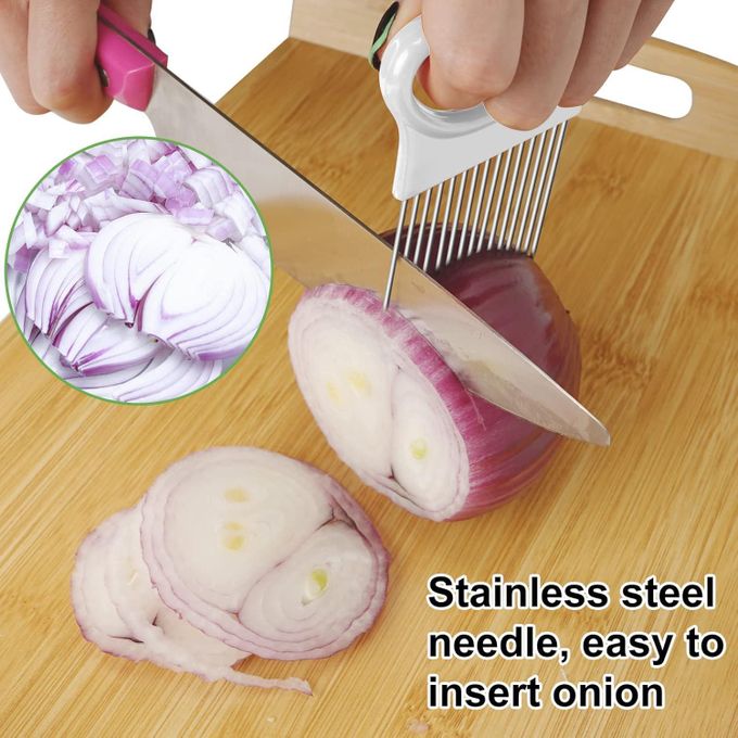 Best Utensils Onion Holder For Slicing Tomato Lemon Slicer Holder Vegetable Potato Cutter Slicer Meat Tenderiser Stainless Steel Cutting Kitchen Gadget