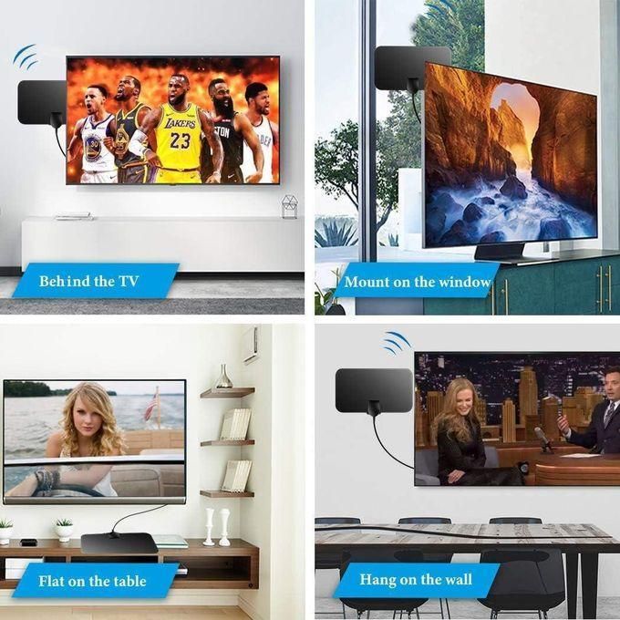 Indoor TV Aerial, Digital Smart TV  Antenna for Indoor HDTV Antenna TV Aerial, Indoor TV Aerial, Over 60+Miles Long Range Access Freeview TV Aerial- Support 4K 1080P HD/VHF/UHF Freeview Channels
