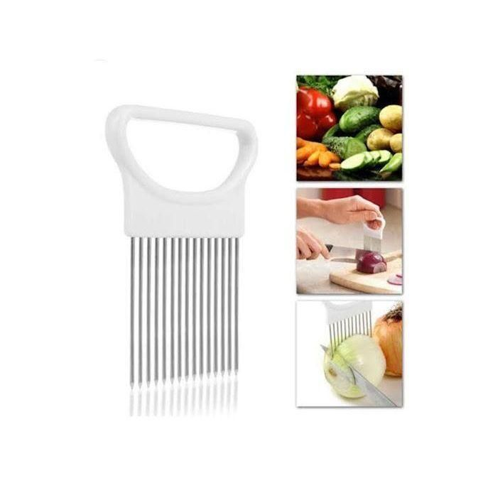 Best Utensils Onion Holder For Slicing Tomato Lemon Slicer Holder Vegetable Potato Cutter Slicer Meat Tenderiser Stainless Steel Cutting Kitchen Gadget
