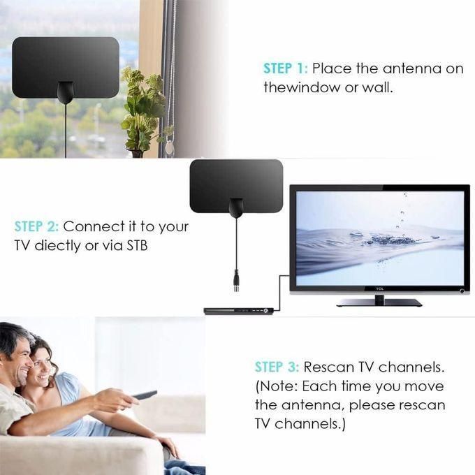 Indoor TV Aerial, Digital Smart TV  Antenna for Indoor HDTV Antenna TV Aerial, Indoor TV Aerial, Over 60+Miles Long Range Access Freeview TV Aerial- Support 4K 1080P HD/VHF/UHF Freeview Channels