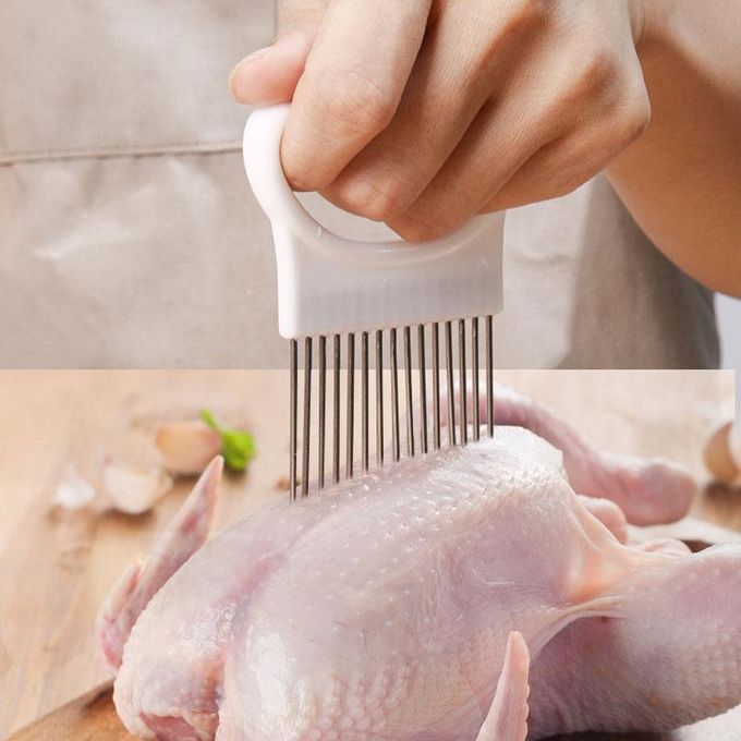 Best Utensils Onion Holder For Slicing Tomato Lemon Slicer Holder Vegetable Potato Cutter Slicer Meat Tenderiser Stainless Steel Cutting Kitchen Gadget