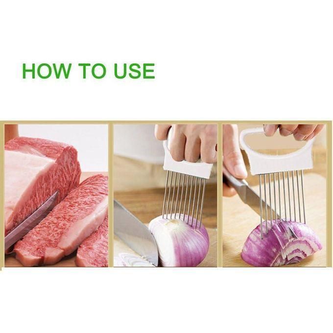 Best Utensils Onion Holder For Slicing Tomato Lemon Slicer Holder Vegetable Potato Cutter Slicer Meat Tenderiser Stainless Steel Cutting Kitchen Gadget