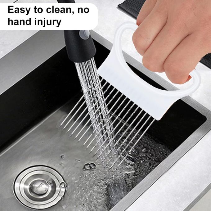Best Utensils Onion Holder For Slicing Tomato Lemon Slicer Holder Vegetable Potato Cutter Slicer Meat Tenderiser Stainless Steel Cutting Kitchen Gadget