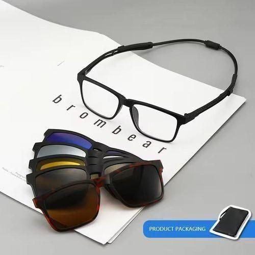 5 In 1 Glasses Set Metal Anti Blue Glasses With Magnet Clip On PolarizedNight Vision Sunglasses For Men And Women