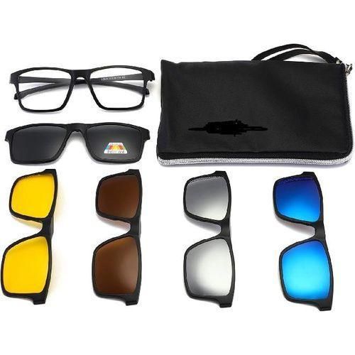 5 In 1 Glasses Set Metal Anti Blue Glasses With Magnet Clip On PolarizedNight Vision Sunglasses For Men And Women