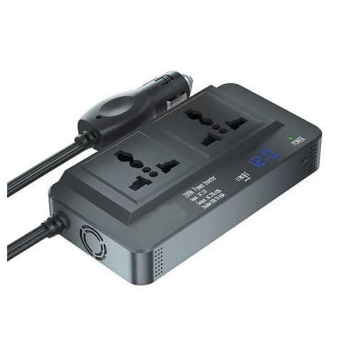 200W Car Power Inverter - 2 AC Sockets, 4 USB Ports, DC 12V to AC 240V