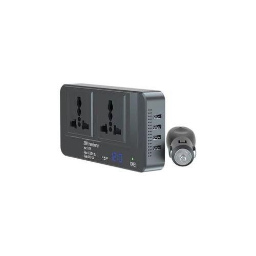 200W Car Power Inverter - 2 AC Sockets, 4 USB Ports, DC 12V to AC 240V
