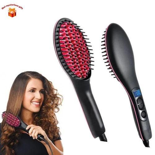 Simply Straight Simply Straight Black Electric Hair Straightening Brush - Ceramic, Adjustable Temp, Fast Heating