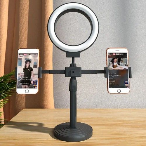 Double 10 Inch Ring Light with Dual Phone Holder – Professional LED Lighting for Streaming & Content Creation, Ideal for selfies, TikTok, YouTube, live streaming, and video calls.