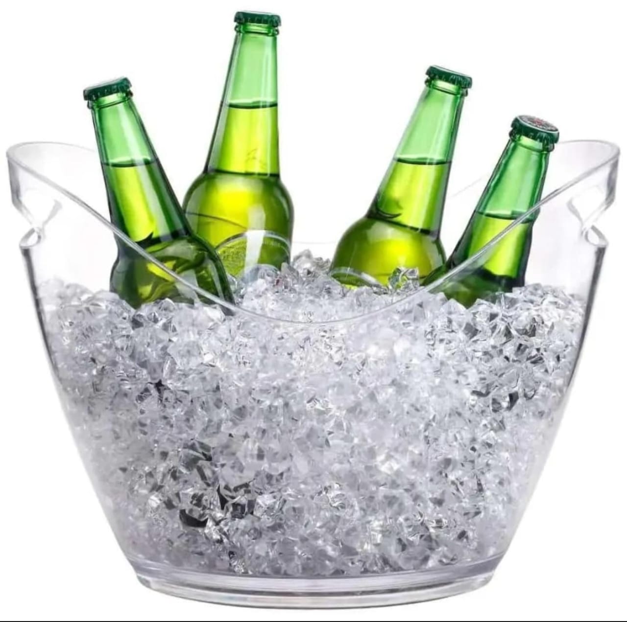 Premium Acrylic Ice Bucket – Transparent Wine & Champagne Cooler with Handle, Crystal-clear acrylic design for elegant drink presentation, Large capacity for ice, wine, champagne and beverages.