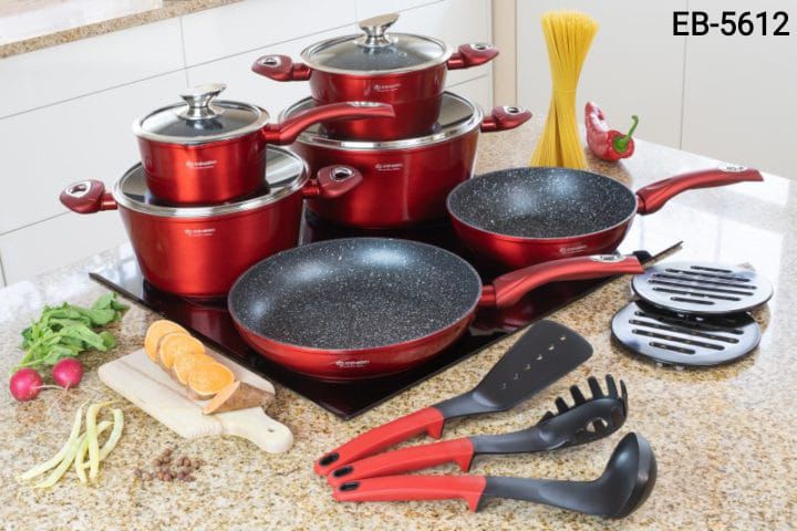 Non Stick Cookware Set | New model Edenberg 15 PC’s Nonstick Cooking Pots -  Induction Enabled, Friendly Induction, Gas Hob Service, Service Of Electric Hob, Ceramic Hob Support.