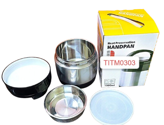 1L Handpan Food Flask – Stainless Steel Insulated Hot & Cold Food Thermos, Double-wall vacuum insulation keeps food hot or cold for hours,Durable stainless steel interior and exterior for long-lasting