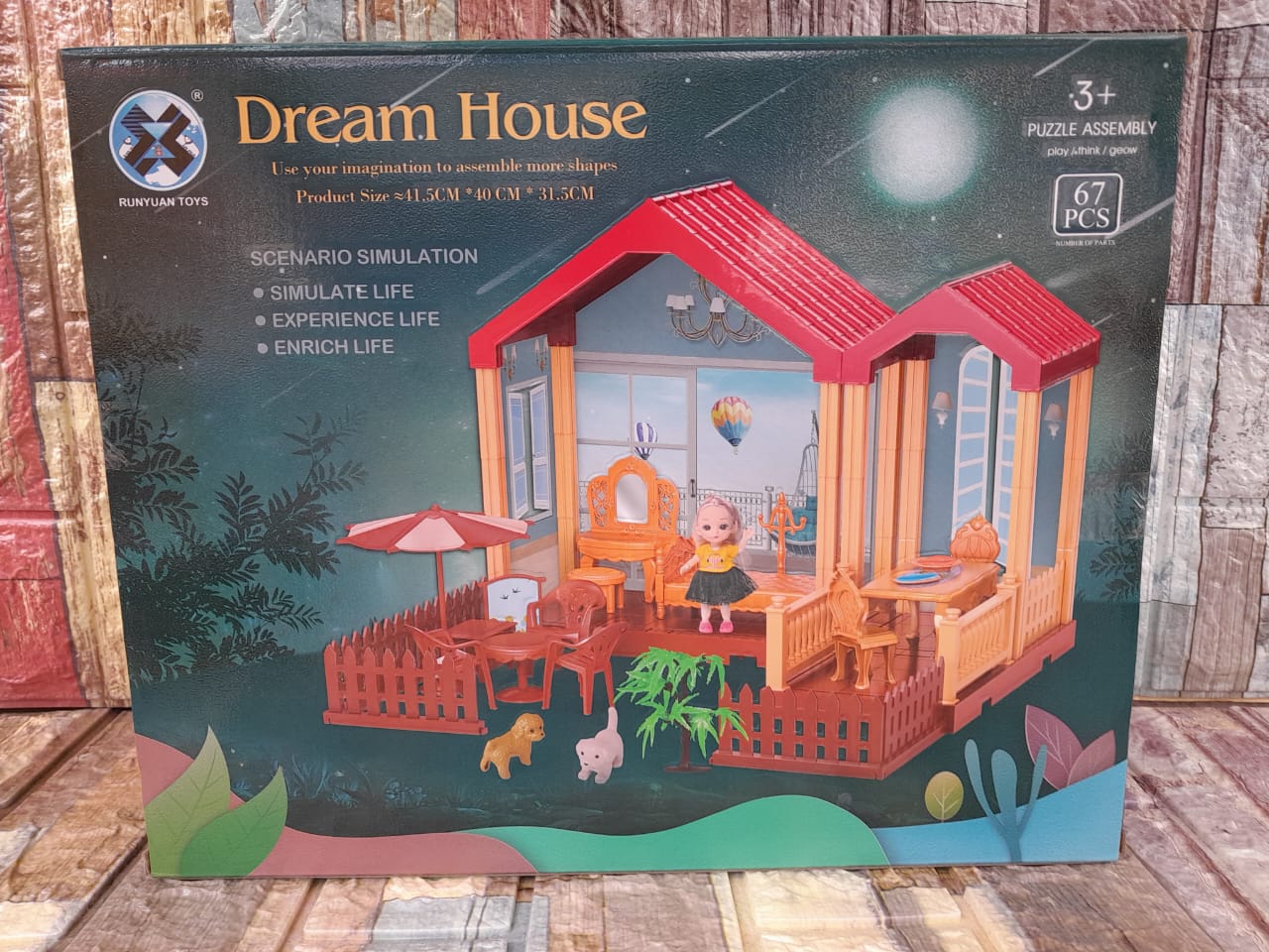 Dream House Building Set – 67PCS Kids Educational Construction Toy Playset, encourages imagination, creativity, and storytelling skills, helps develop hand-eye coordination and problem-solving.