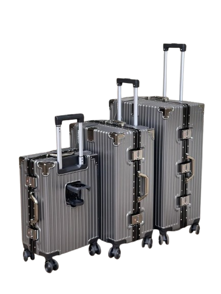 3-in-1 Luxurious Managerial Boss Aluminum Frame Unicross Zipperless Suitcase Briefcase Travel Bag – Premium Executive Luggage Set, Premium aluminum frame for strong, luxurious protection.