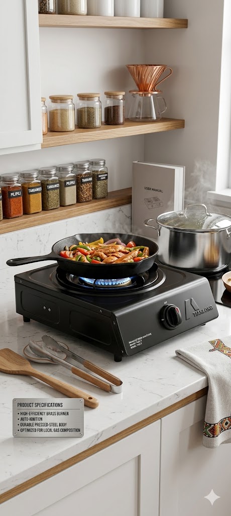 Amaze Single Burner Gas Cooker – Table Top Stove, Strong stainless steel / metal body for durability, High-efficiency powerful single burner flame.