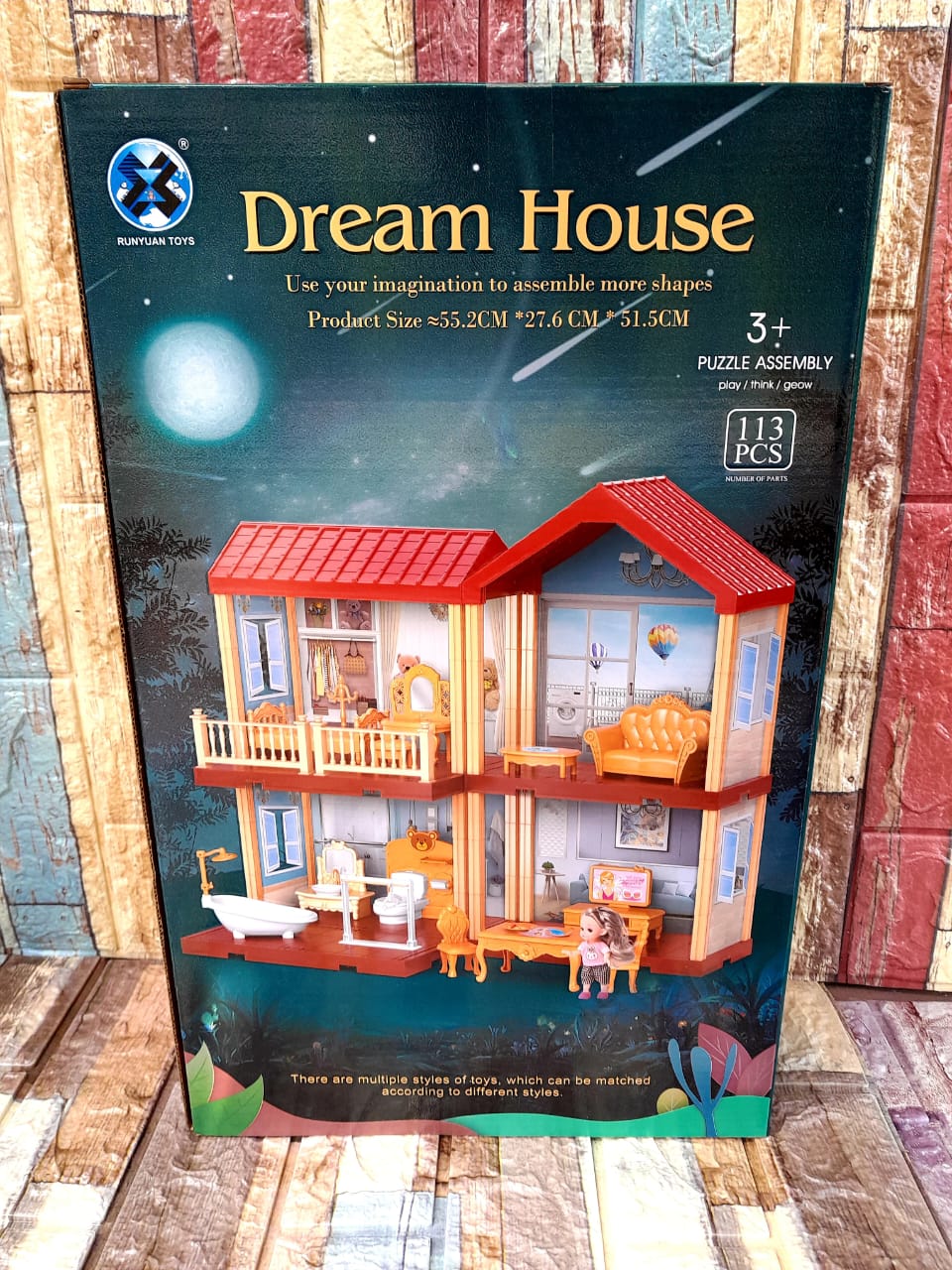Kids Dream House Building Set – 113PCS Impressive Kids Toy Dollhouse Construction Playset, colorful and detailed pieces for realistic house design, encourages imagination, storytelling, and role play