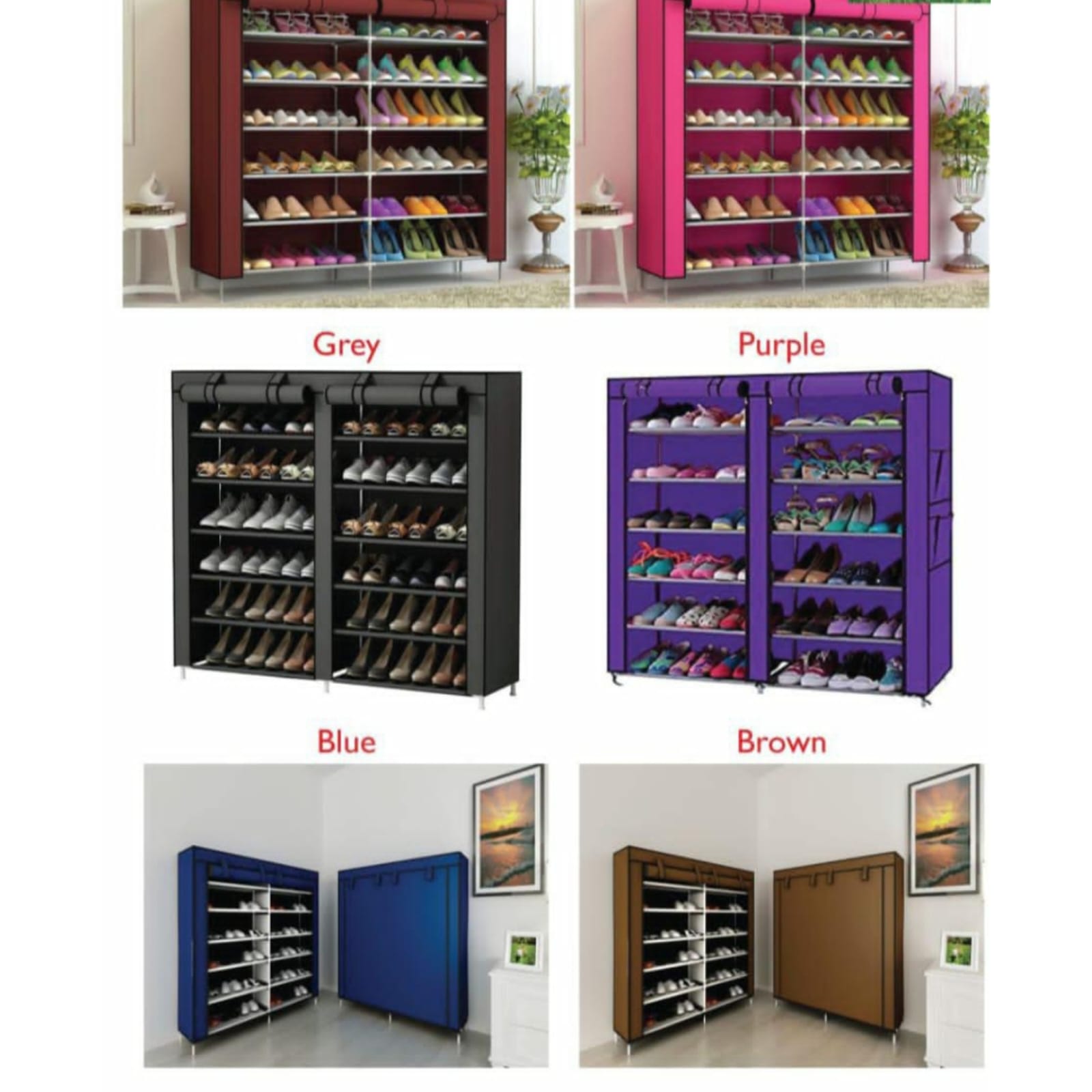 PORTABLE SHOE RACK| 36 Pair Double Column Shoe Rack – Large Capacity Space-Saving Shoe Organizer, Durable Multi-Layer Storage Shelf for Home Entryway & Bedroom Use