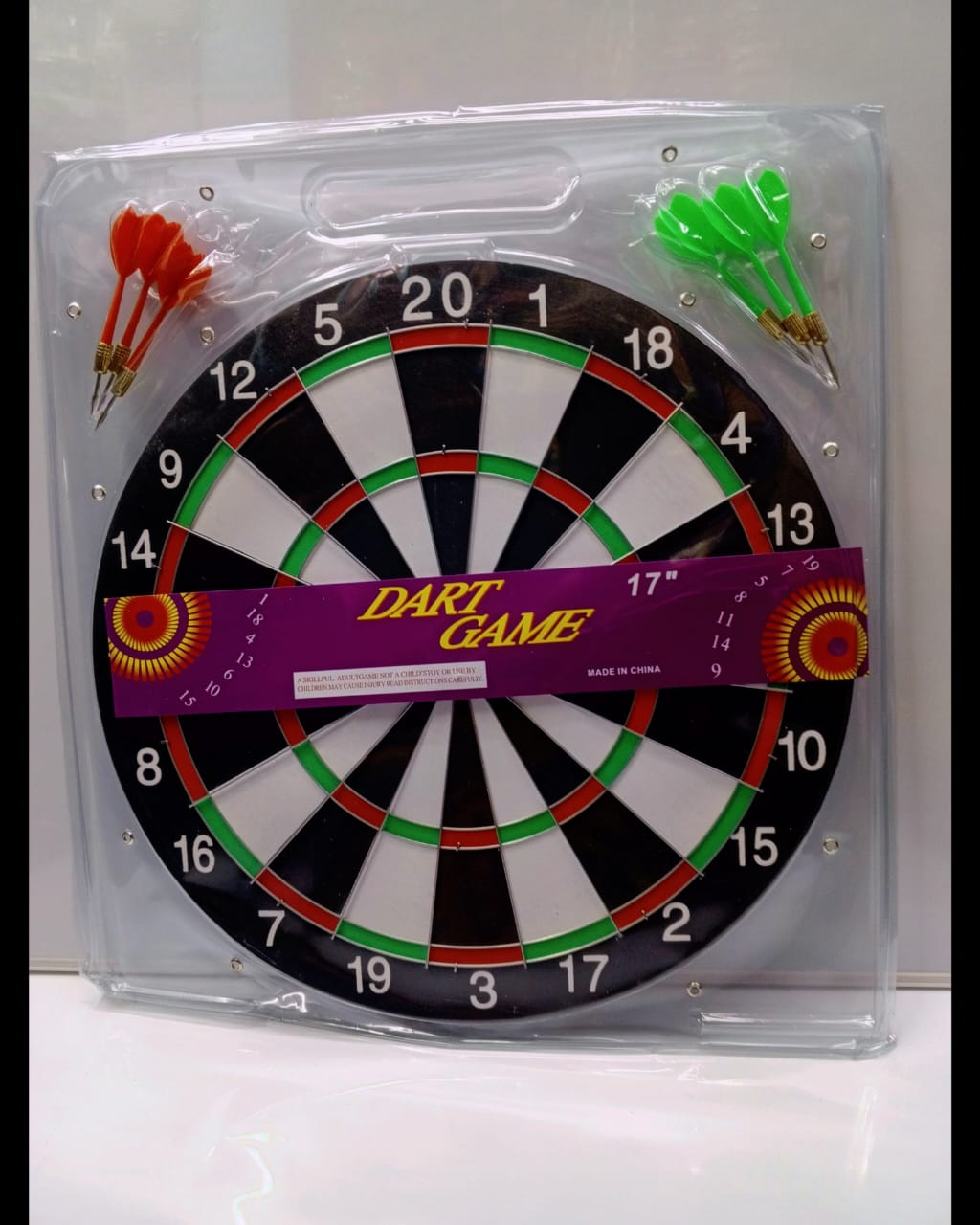 COMPLETE DART GAME SET| 17-Inch Dart Board Game Set – Indoor Target Game for Kids & Adults, Improves focus, coordination and accuracy, Easy to mount and use anywhere.