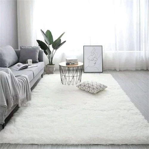 CLEARANCE OFFER 5' x 8' Soft Fluffy Wool Shag Rug - Cozy White Area Carpet