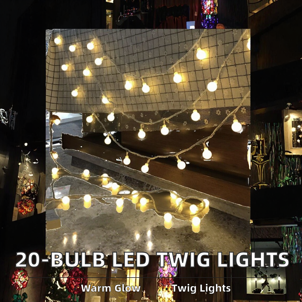 6m 40pcs LED Crystal String Light Bulbs, Indoor/Outdoor Waterproof String Lights bubble 1.7cm ball light string constantly on with flashing & , Battery power Tree Decorations Waterproof Willow Branch
