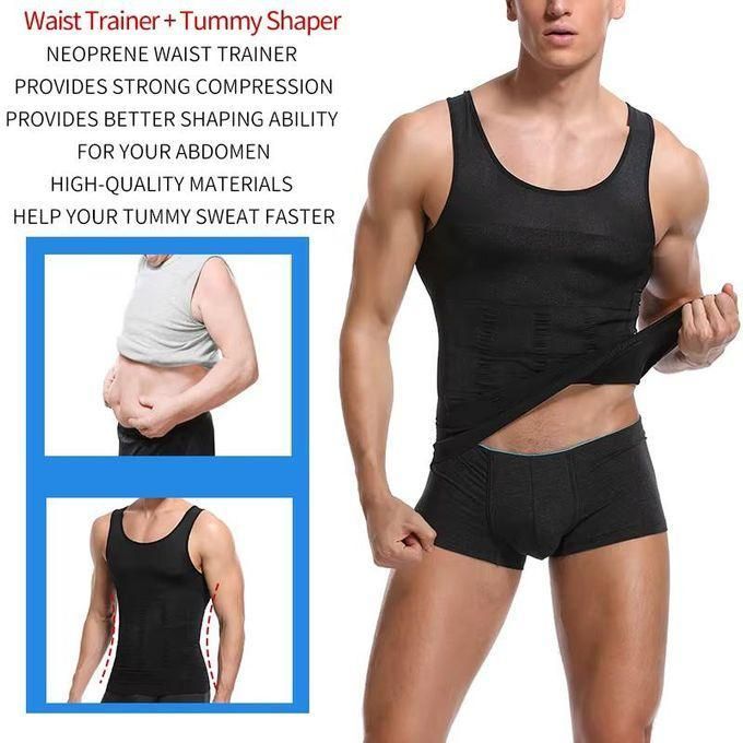 Men's Body Shaper Compression Vest - Abdominal Tummy Control & Support Slimming Gym Abs Shaping Vest Tank Top Workout Sweat Vest Slim n Lift Singlet weight loss Underwear Vest