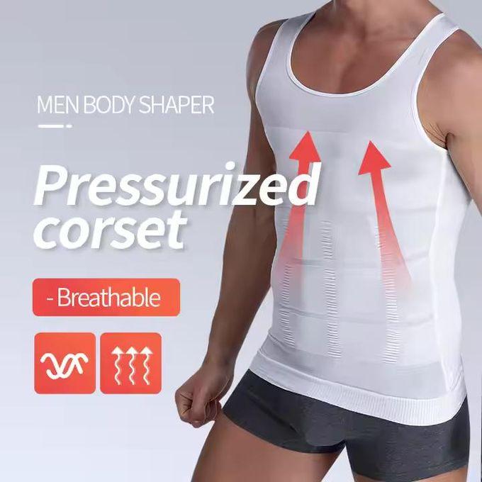 Men's Body Shaper Compression Vest - Abdominal Tummy Control & Support Slimming Gym Abs Shaping Vest Tank Top Workout Sweat Vest Slim n Lift Singlet weight loss Underwear Vest