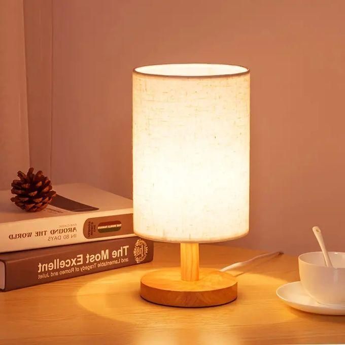 USB Desk Lamp, LED Bedside Night Light, Decorative Wood Table Lamp Bedroom Living Room Bedside Bar Lamp night shade Nordic cylindrical warm light fabric lampshade