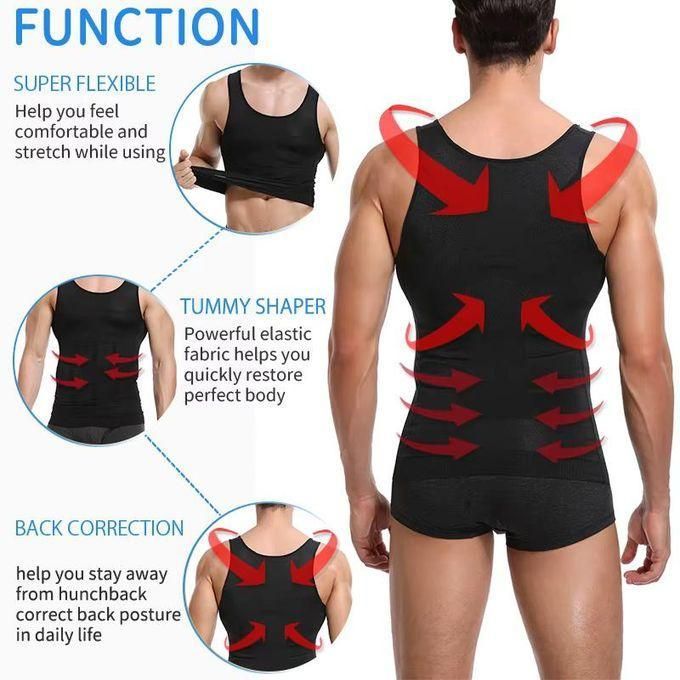 Men's Body Shaper Compression Vest - Abdominal Tummy Control & Support Slimming Gym Abs Shaping Vest Tank Top Workout Sweat Vest Slim n Lift Singlet weight loss Underwear Vest