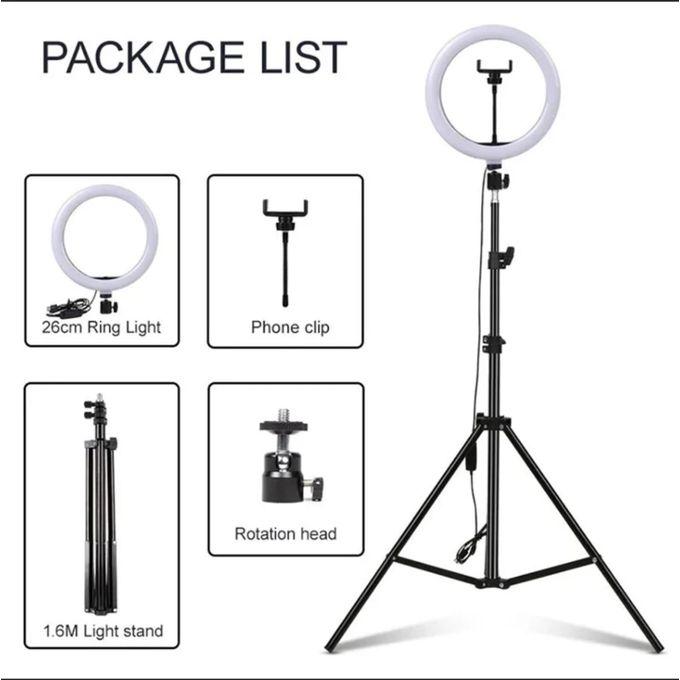4in1 Ring Light 10 Inch +2.1M Tripod Stand For Tiktok Youtube large LED lamp 26 cm Ringlight photographic makeup selfie led lighting-Instagram live streaming long vlogging kit