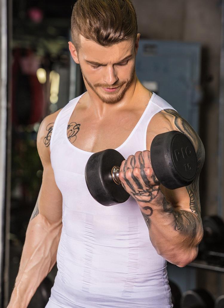 Men's Body Shaper Compression Vest - Abdominal Tummy Control & Support Slimming Gym Abs Shaping Vest Tank Top Workout Sweat Vest Slim n Lift Singlet weight loss Underwear Vest