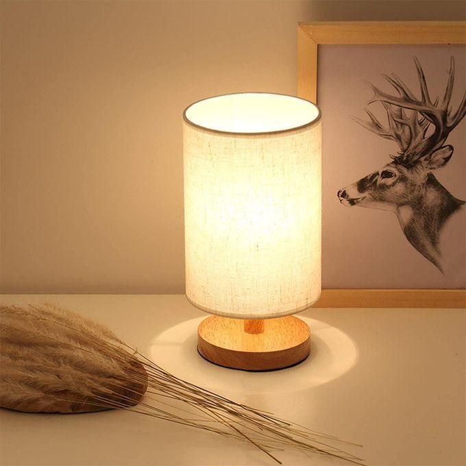 USB Desk Lamp, LED Bedside Night Light, Decorative Wood Table Lamp Bedroom Living Room Bedside Bar Lamp night shade Nordic cylindrical warm light fabric lampshade