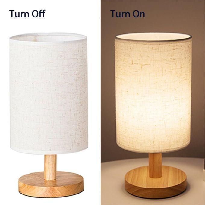USB Desk Lamp, LED Bedside Night Light, Decorative Wood Table Lamp Bedroom Living Room Bedside Bar Lamp night shade Nordic cylindrical warm light fabric lampshade