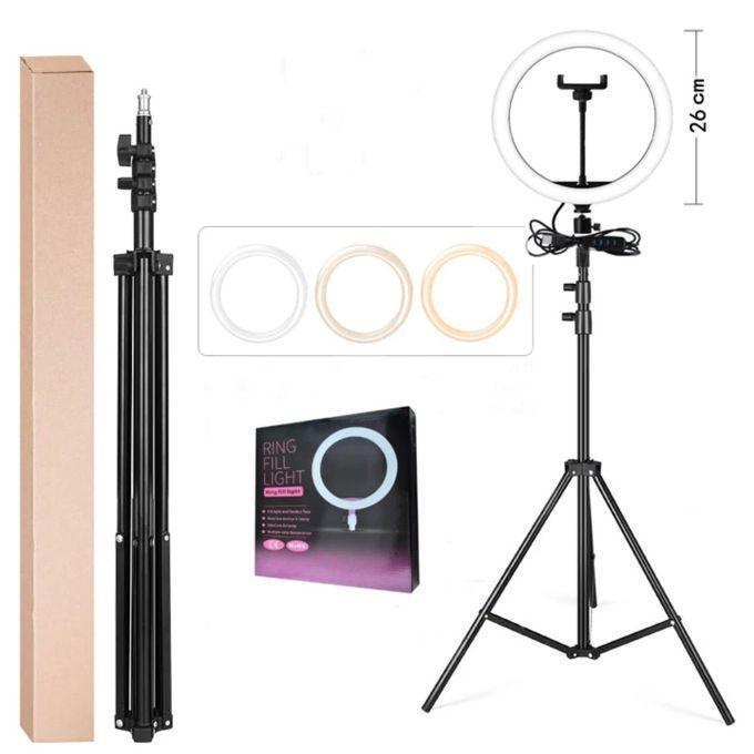 4in1 Ring Light 10 Inch +2.1M Tripod Stand For Tiktok Youtube large LED lamp 26 cm Ringlight photographic makeup selfie led lighting-Instagram live streaming long vlogging kit