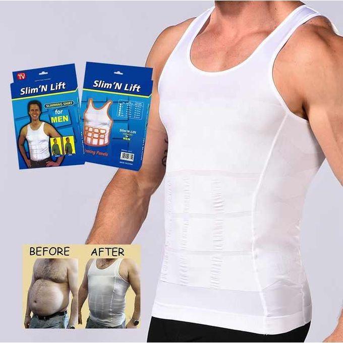 Men's Body Shaper Compression Vest - Abdominal Tummy Control & Support Slimming Gym Abs Shaping Vest Tank Top Workout Sweat Vest Slim n Lift Singlet weight loss Underwear Vest