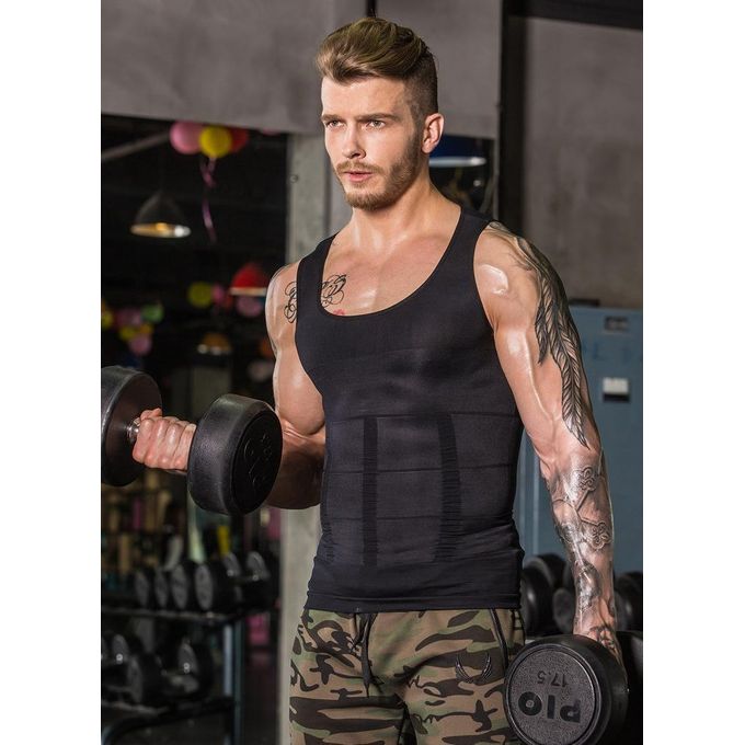 Men's Body Shaper Compression Vest - Abdominal Tummy Control & Support Slimming Gym Abs Shaping Vest Tank Top Workout Sweat Vest Slim n Lift Singlet weight loss Underwear Vest