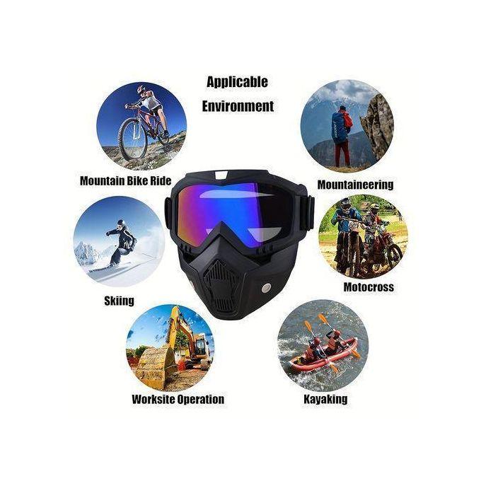 Motorcycle Riding Full Face Mask with Detachable Goggles for Dust Protection Sunglasses Bicycle Sports Goggles Sand Barrier Wind Deflection Face Helmet Paintball Mask Anti Fog,Tactical Full Face Mask