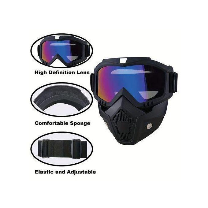Motorcycle Riding Full Face Mask with Detachable Goggles for Dust Protection Sunglasses Bicycle Sports Goggles Sand Barrier Wind Deflection Face Helmet Paintball Mask Anti Fog,Tactical Full Face Mask